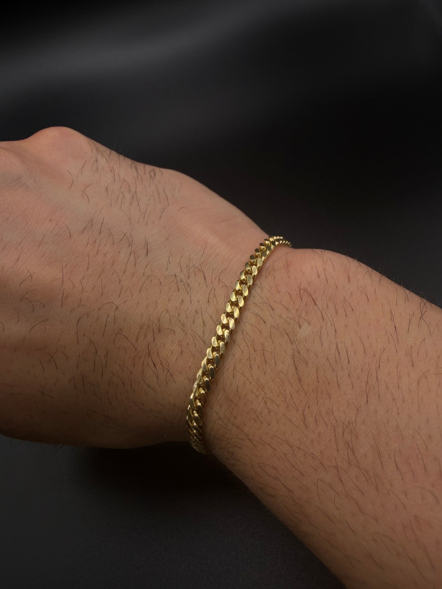 Solid 10k Gold Cuban Bracelet, 4 mm ( Sólid )