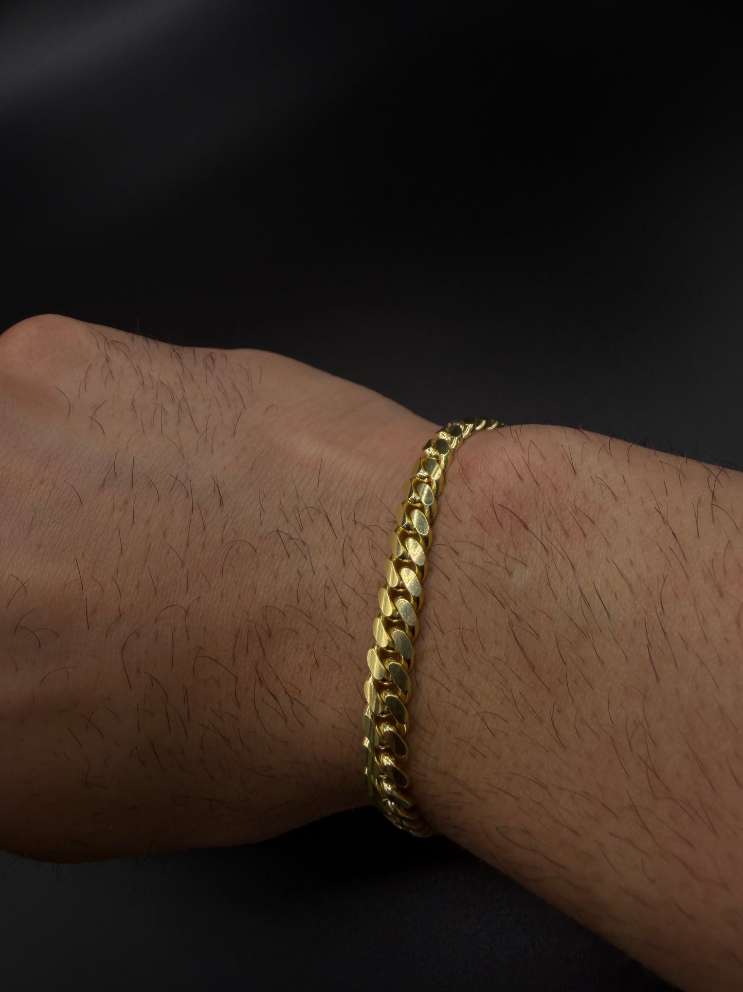 Solid 10k Gold Cuban Bracelet, 6 mm ( Sólid )