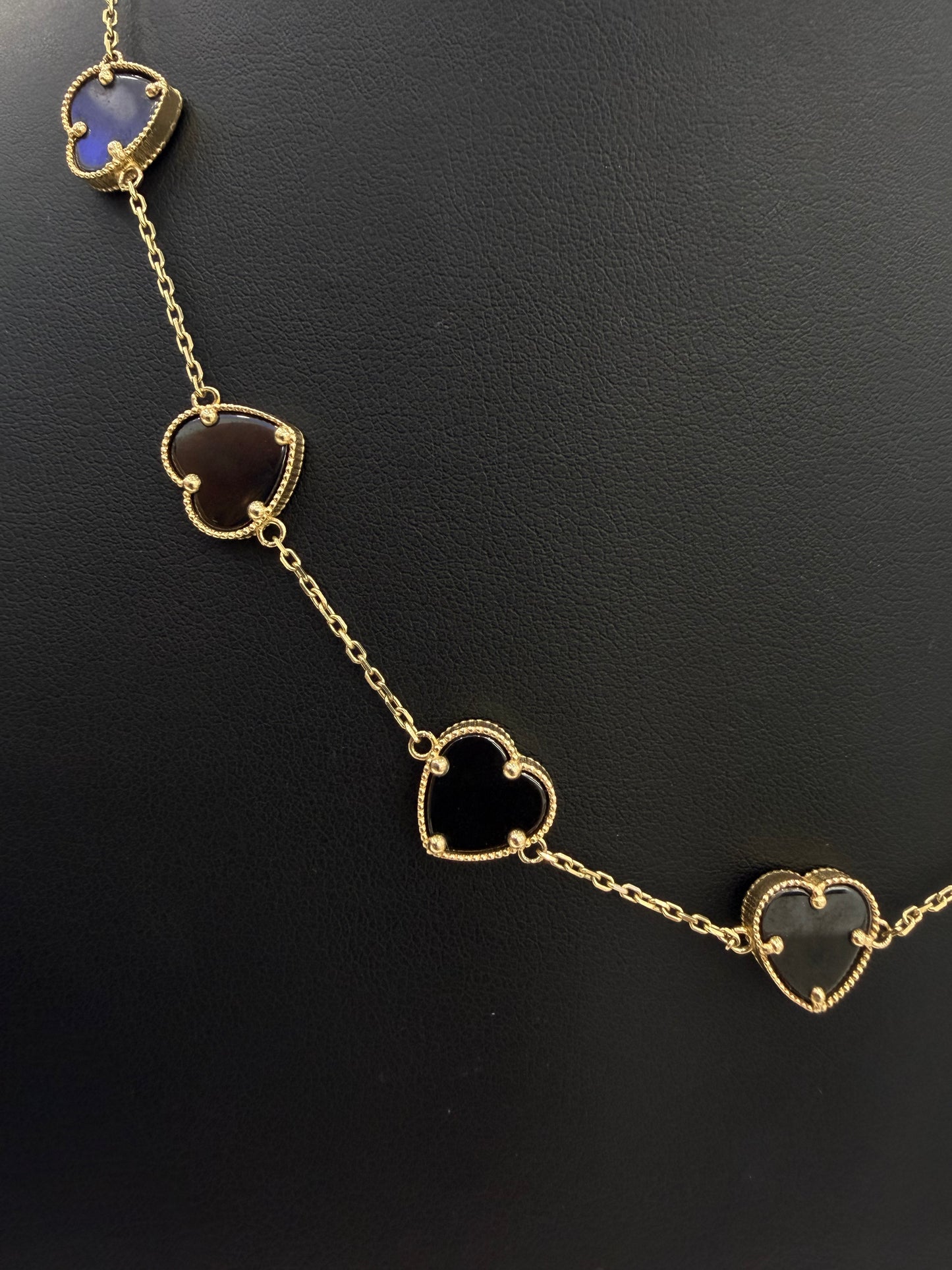 Women's Choker (Hearts) – Black – 10K Gold