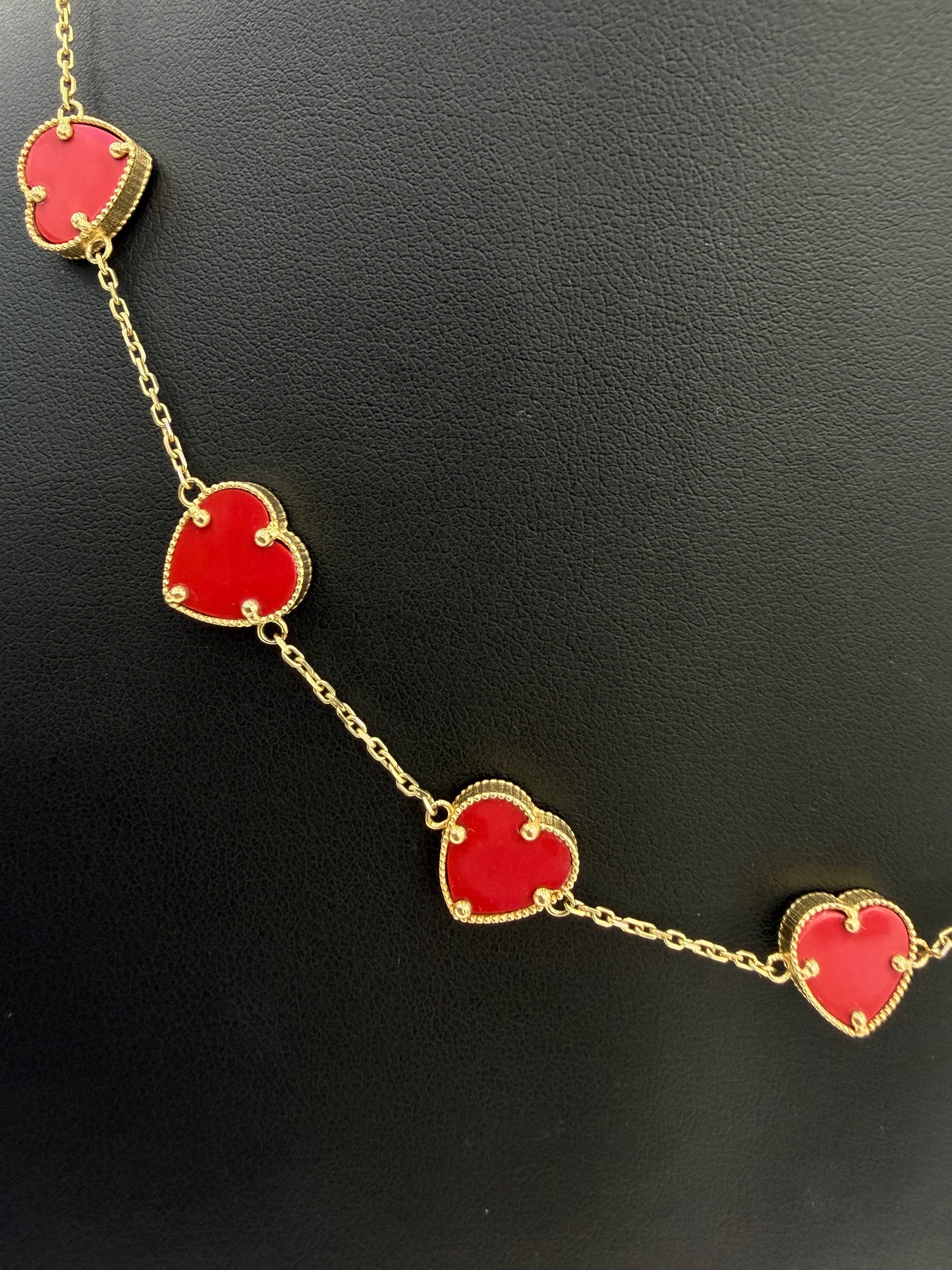 Women's Choker (Hearts) – Red, 10K Gold