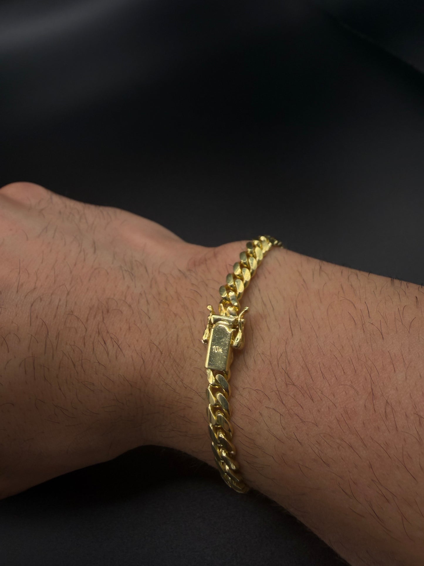 Solid 10k Gold Cuban Bracelet, 6 mm ( Sólid )