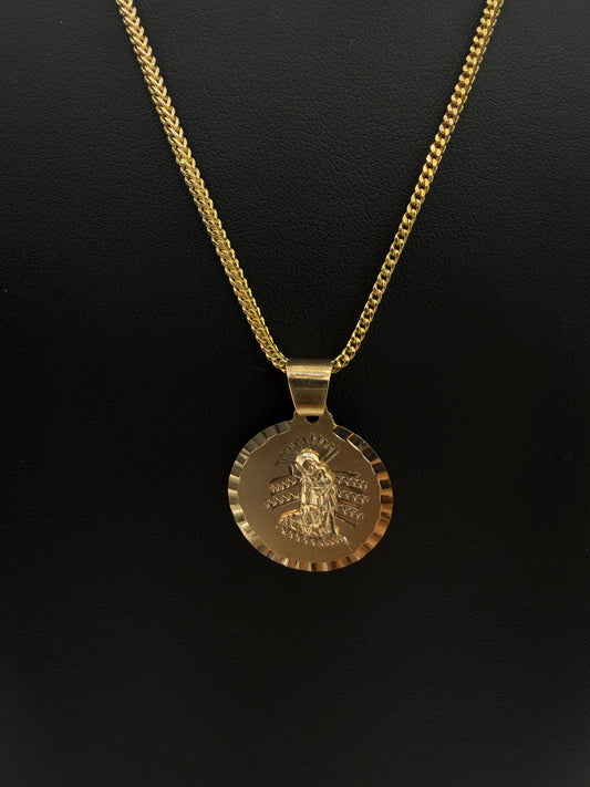 Franco Chain (Hollow) + St. Lazarus Pendant — 10K Gold