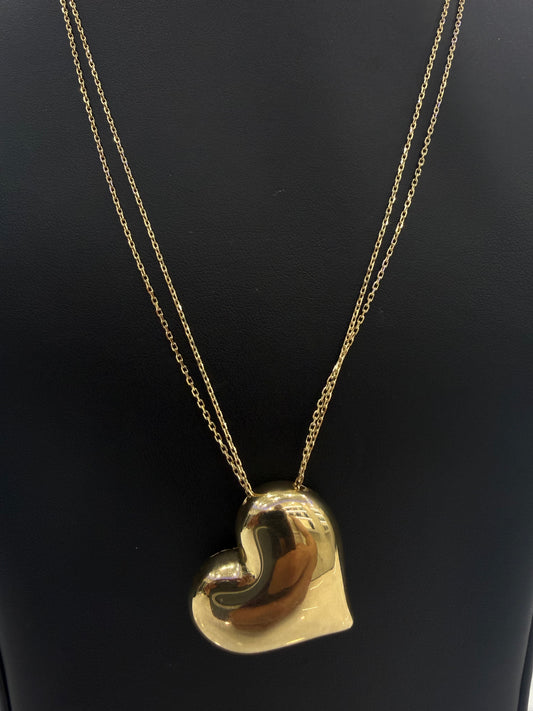 Women's 10K Gold Chain with Heart Pendant 22”