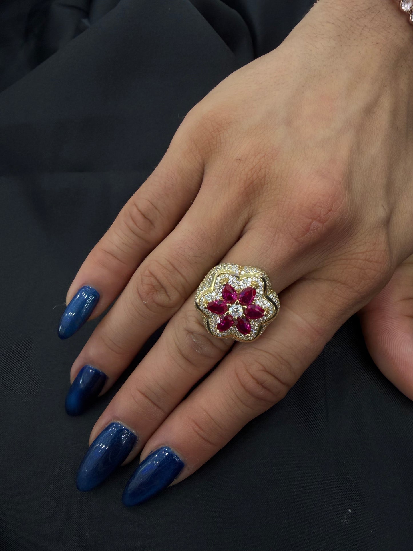 Women's Flower Ring, 10K Gold, Size 8