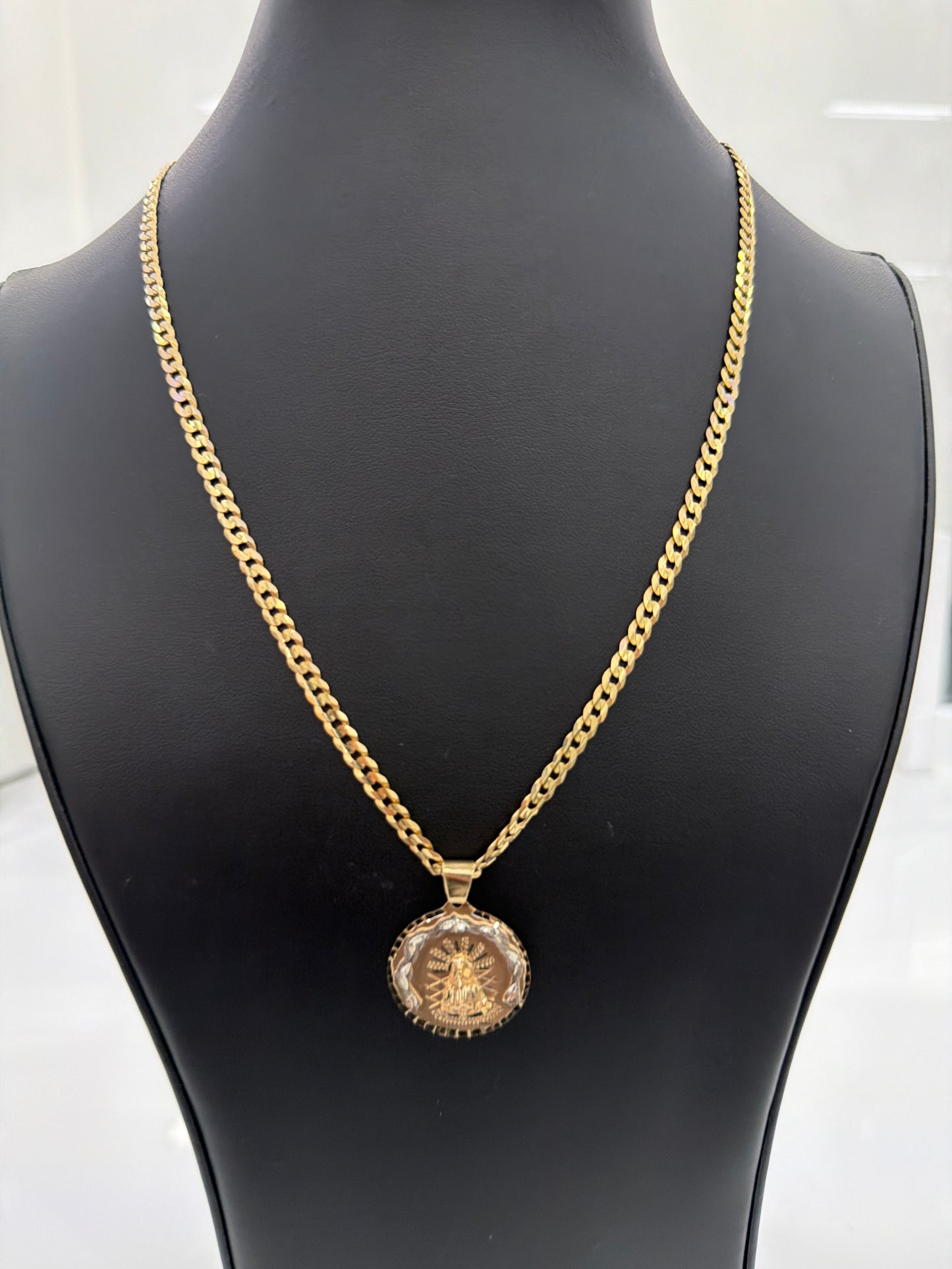 Cuban Chain + Virgin Pendant (10k) (Solid)