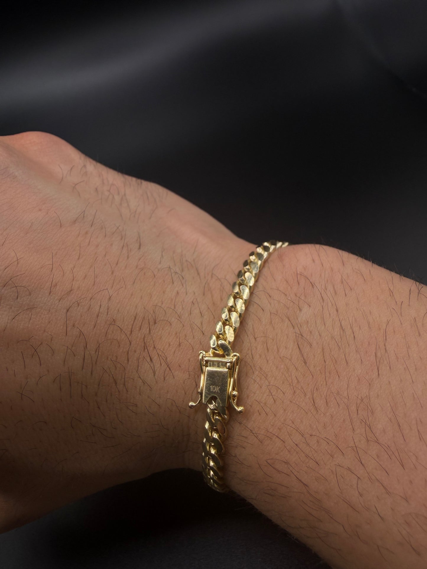 Solid 10k Gold Cuban Bracelet, 4 mm ( Sólid )