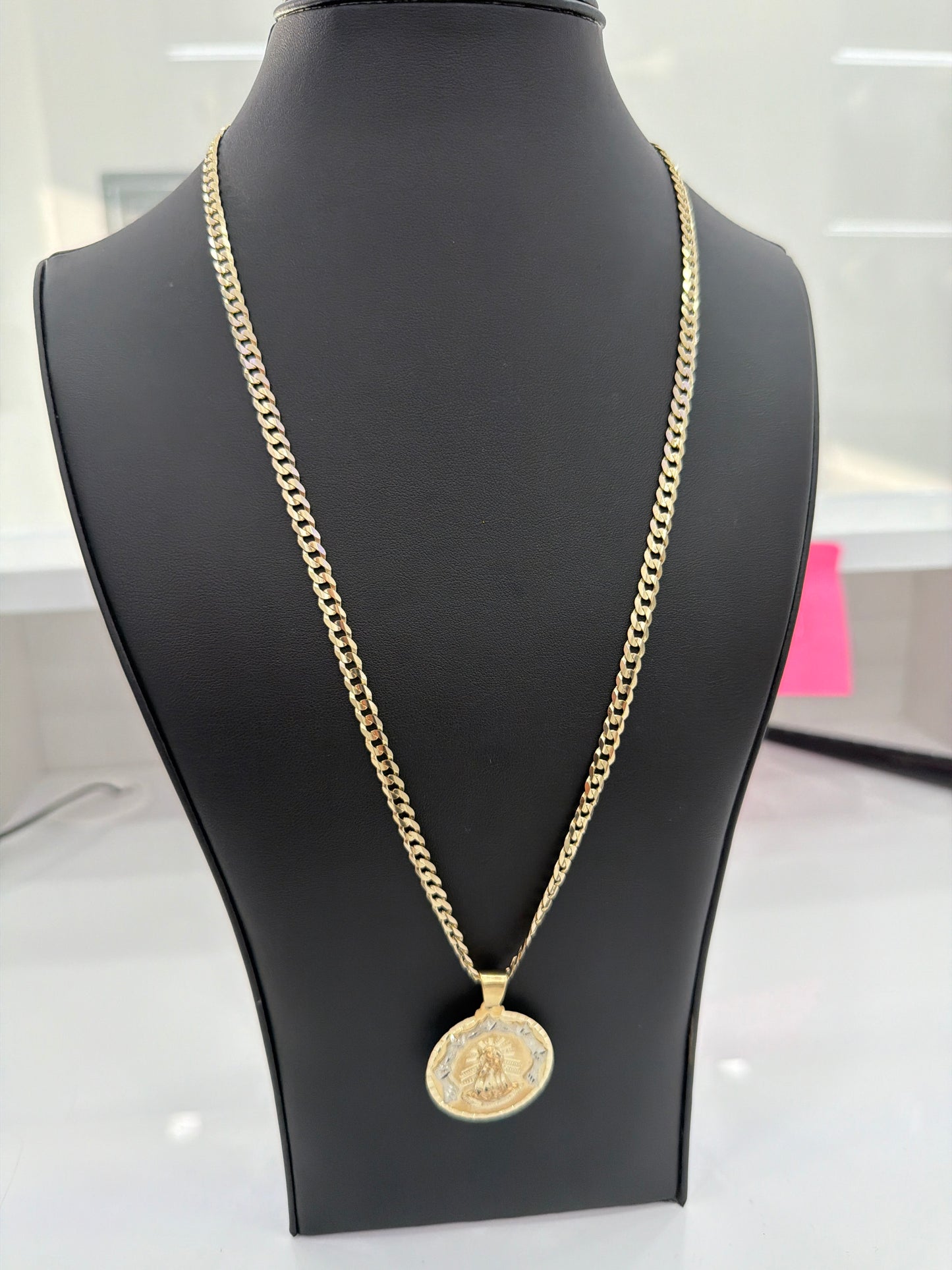 Hammered 10k Chain + 10k Pendant