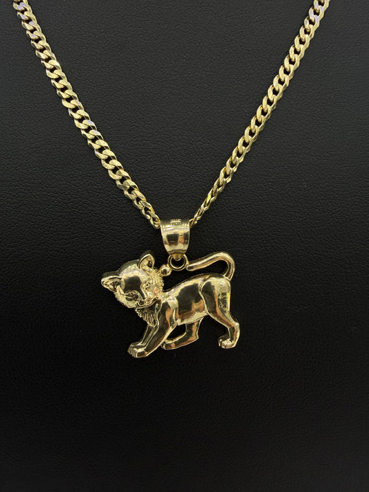 10k Gold Combo: Giltter Cut Chain + Cat Pendant