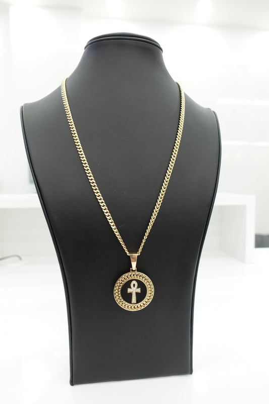 Hollow Cuban Chain + Pendant (10k)