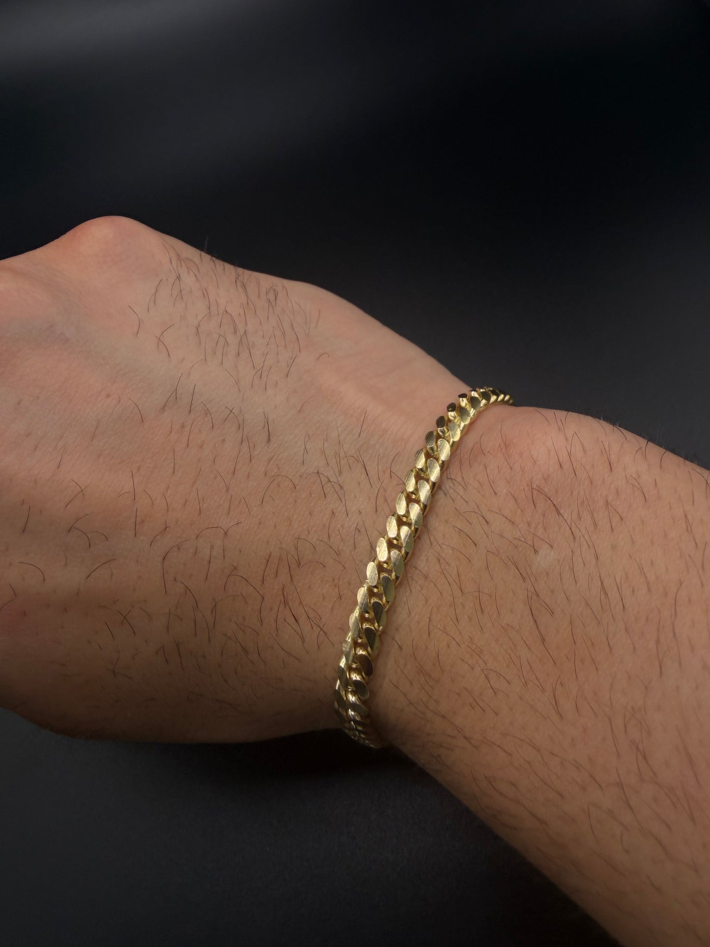 Solid 10k Gold Cuban Bracelet, 5 mm ( Sólid )