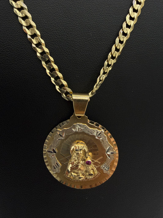 10K Gold Diamond Cut Chain 5mm x 22 Inches with Pendant