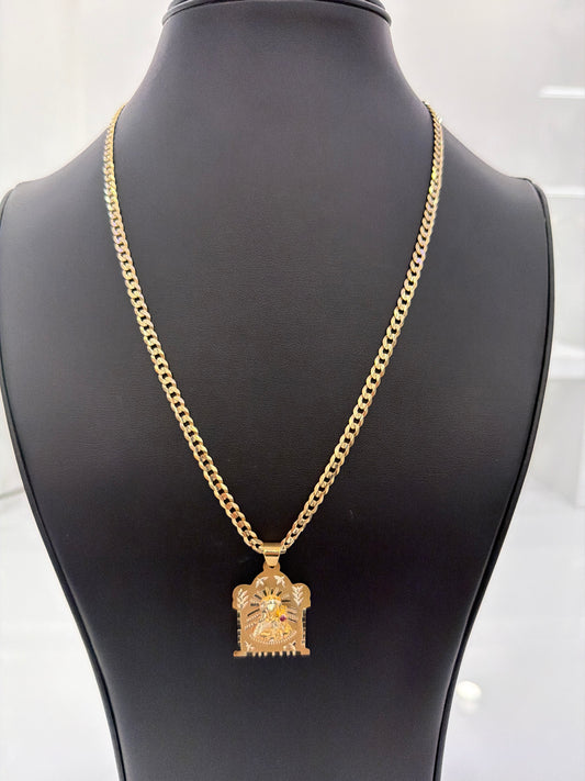 Cuban Chain + Virgin Pendant (10k) (Solid)