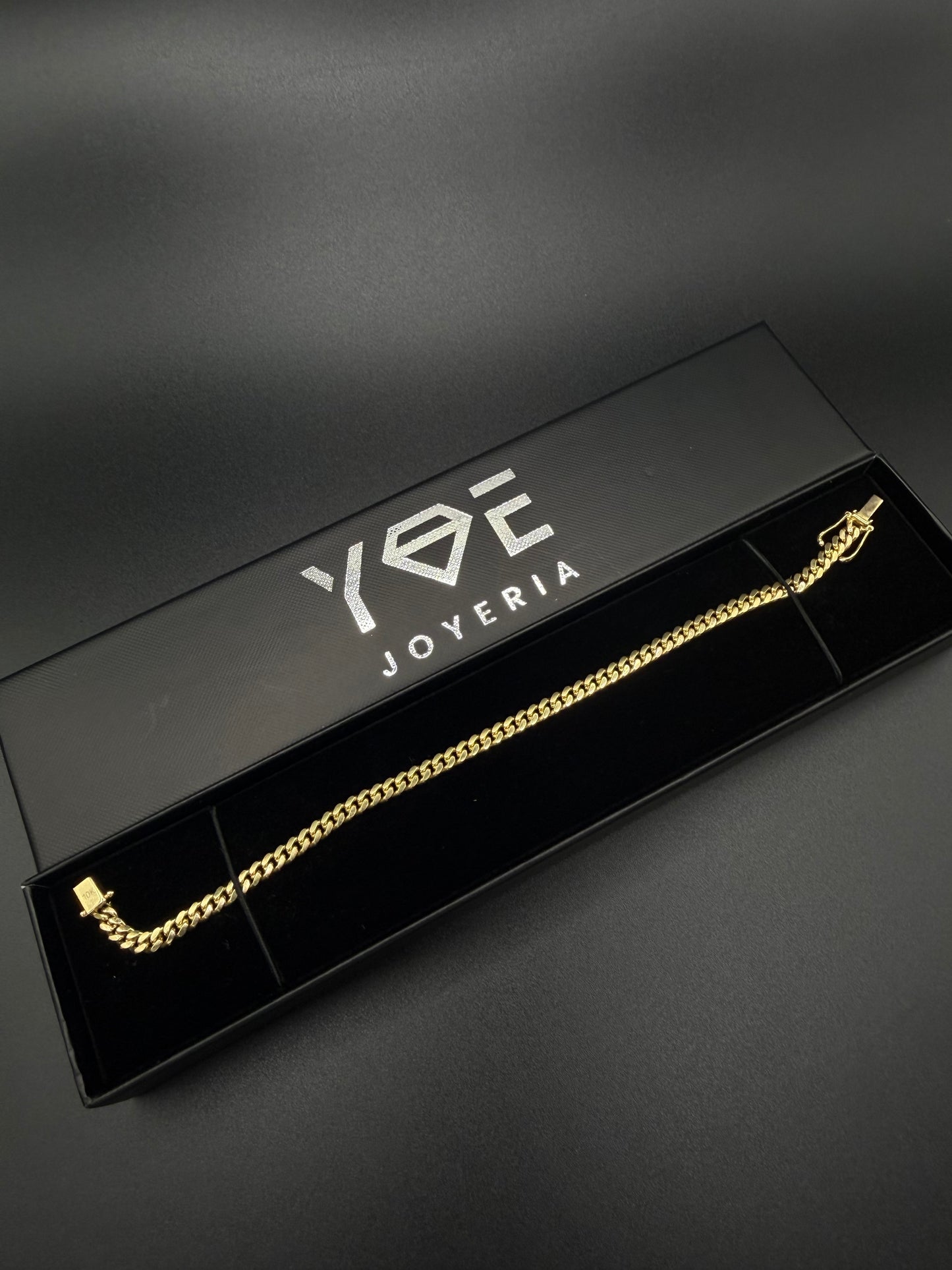 Solid 10k Gold Cuban Bracelet, 4 mm ( Sólid )