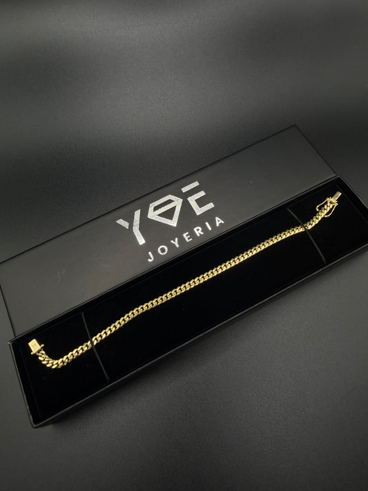 Solid 10k Gold Cuban Bracelet, 4 mm ( Sólid )