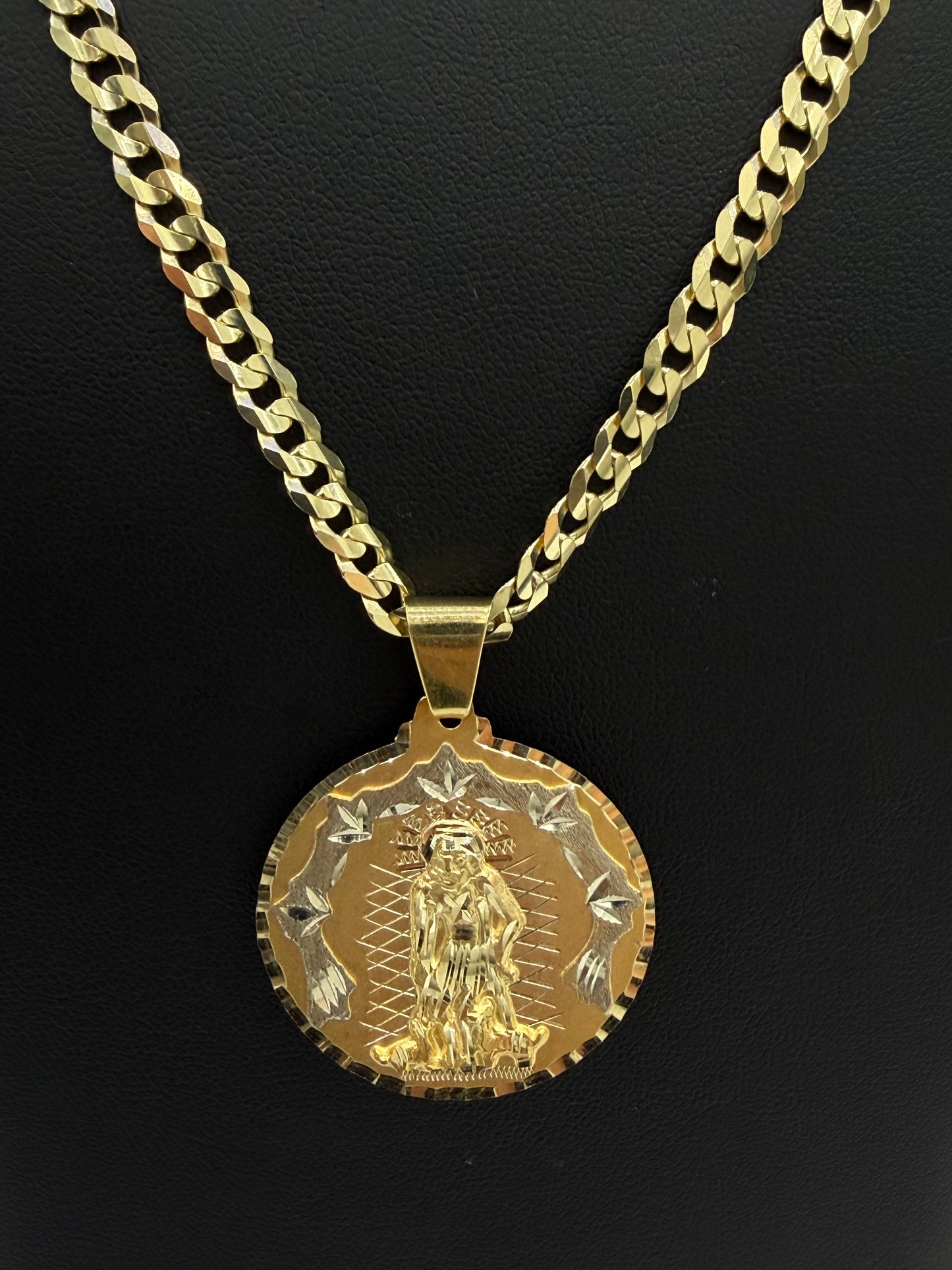 10K Gold Diamond Cut Chain 5mm x 22 Inches with Pendant