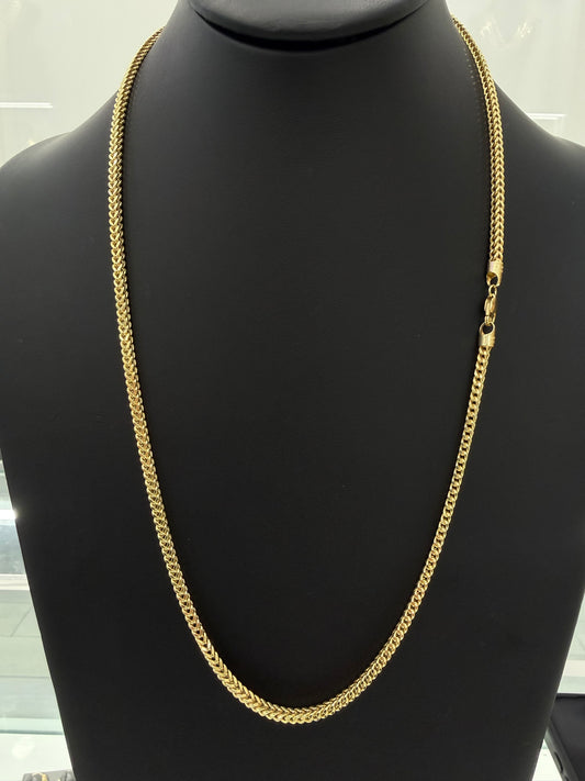 Franco chain (hollow) 3mm x 24” 10k gold