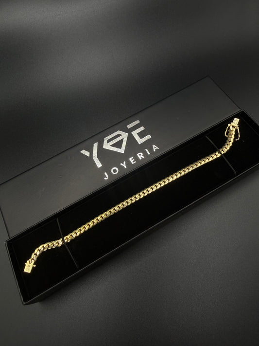 Solid 10k Gold Cuban Bracelet, 5 mm ( Sólid )