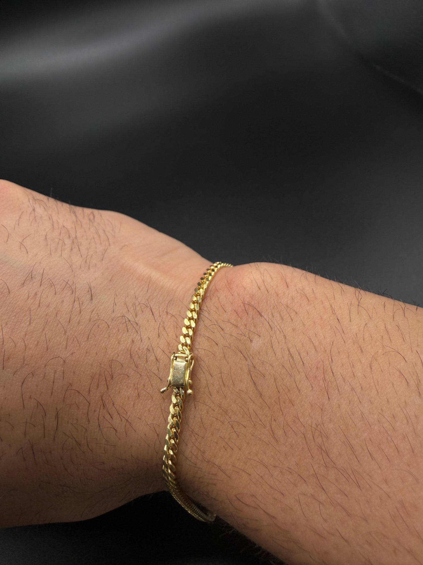 Solid 10k Gold Cuban Bracelet, 3 mm ( Sólid )