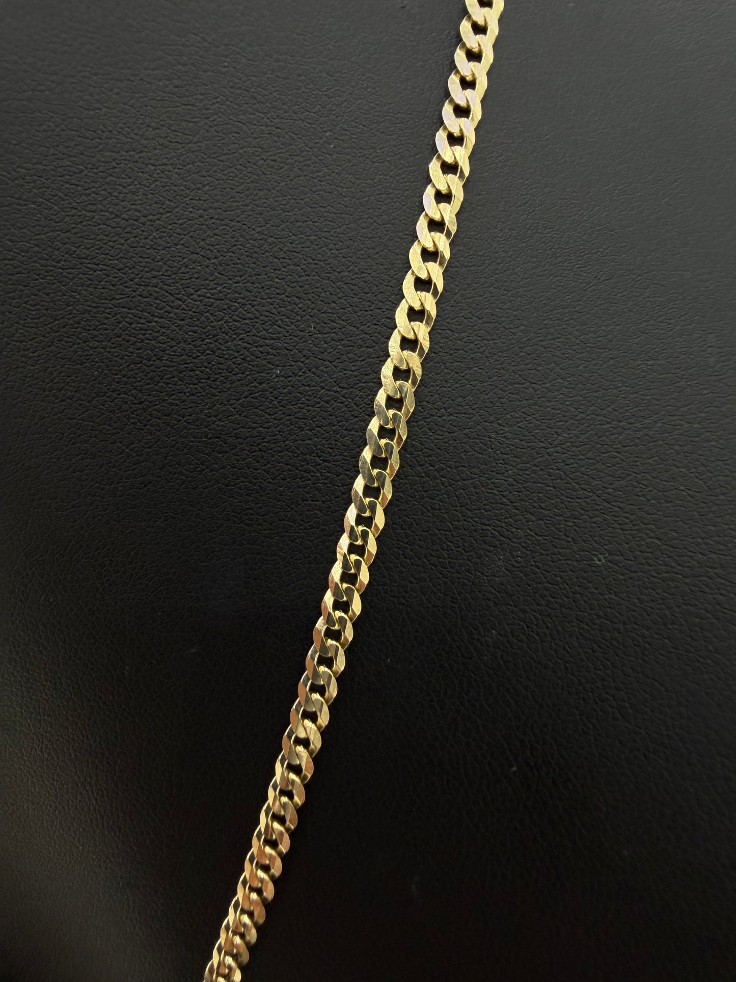 10K Gold Sparkle-Cut Chain (Solid) + Cat Pendant