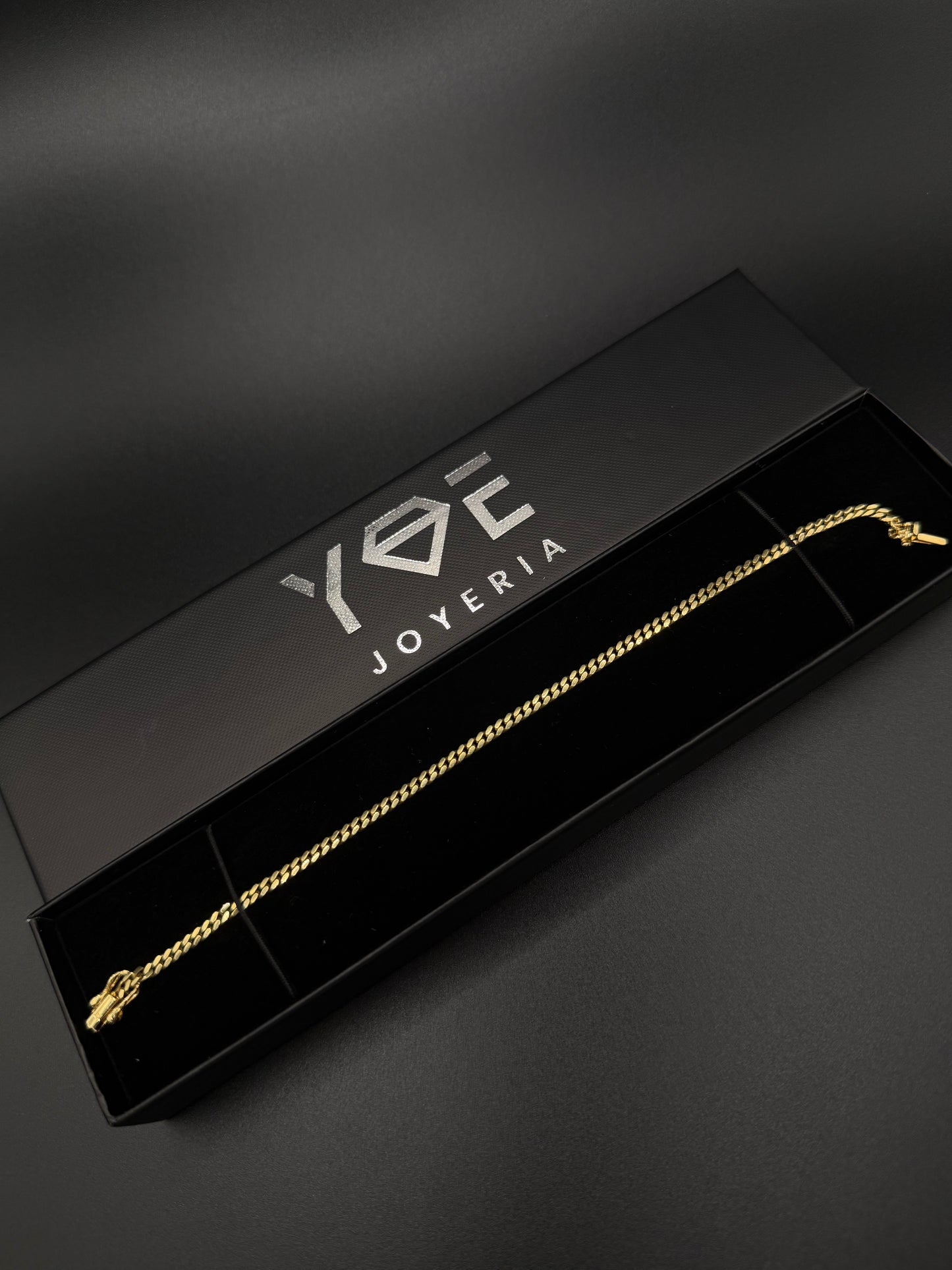 Solid 10k Gold Cuban Bracelet, 3 mm ( Sólid )