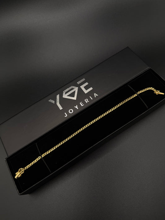 Solid 10k Gold Cuban Bracelet, 3 mm ( Sólid )