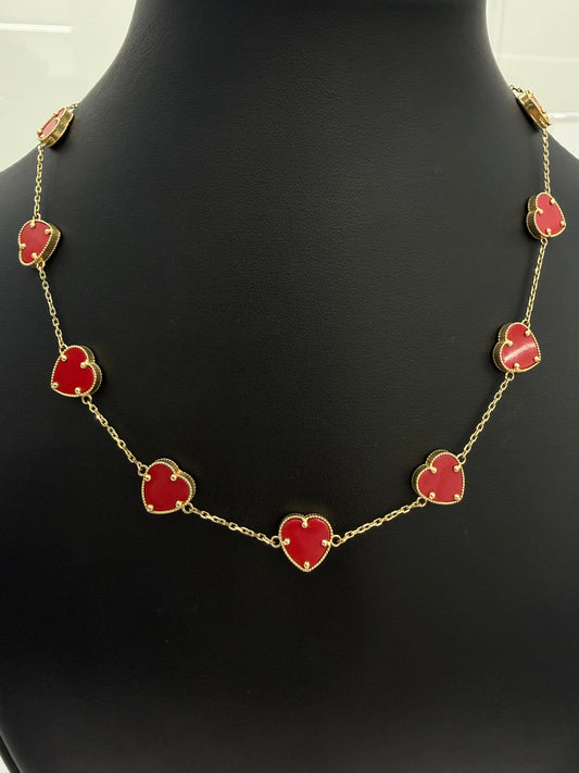 Women's Choker (Hearts) – Red, 10K Gold