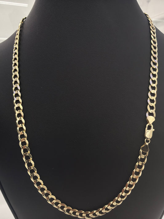 10K Gold Shine-Cut Chain, 7 mm x 22”