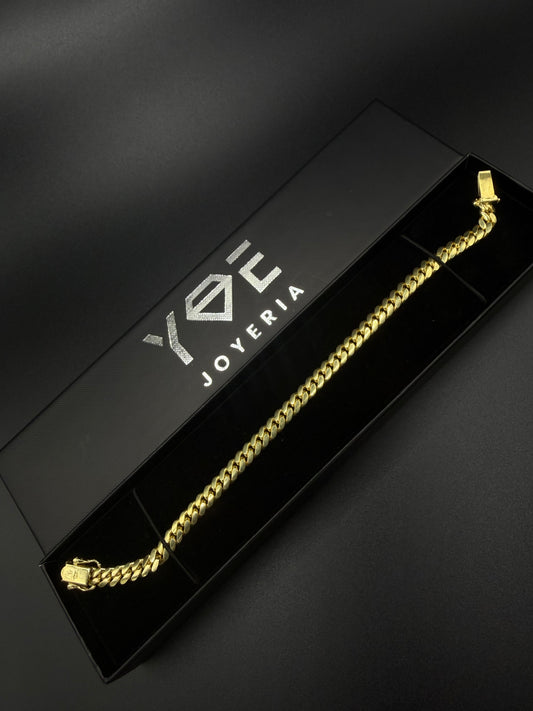 Solid 10k Gold Cuban Bracelet, 6 mm ( Sólid )