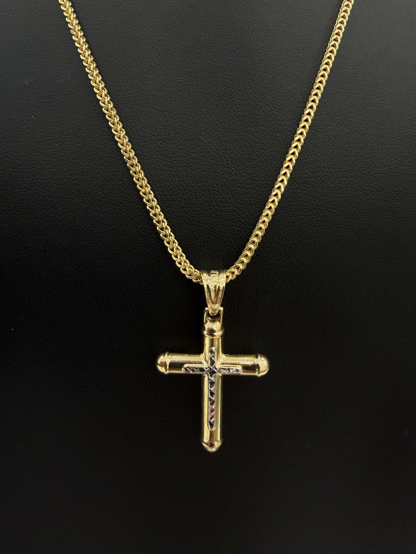 Franco Chain (Hollow) + 10K Gold Cross Pendant