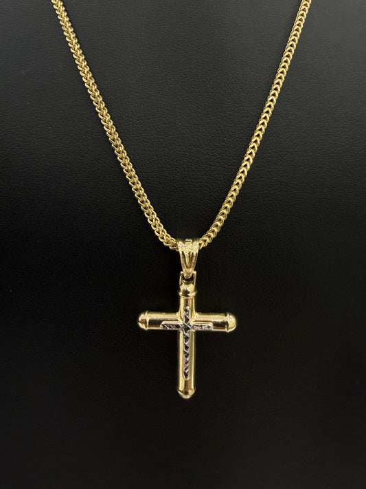 Franco Chain (Hollow) + 10K Gold Cross Pendant