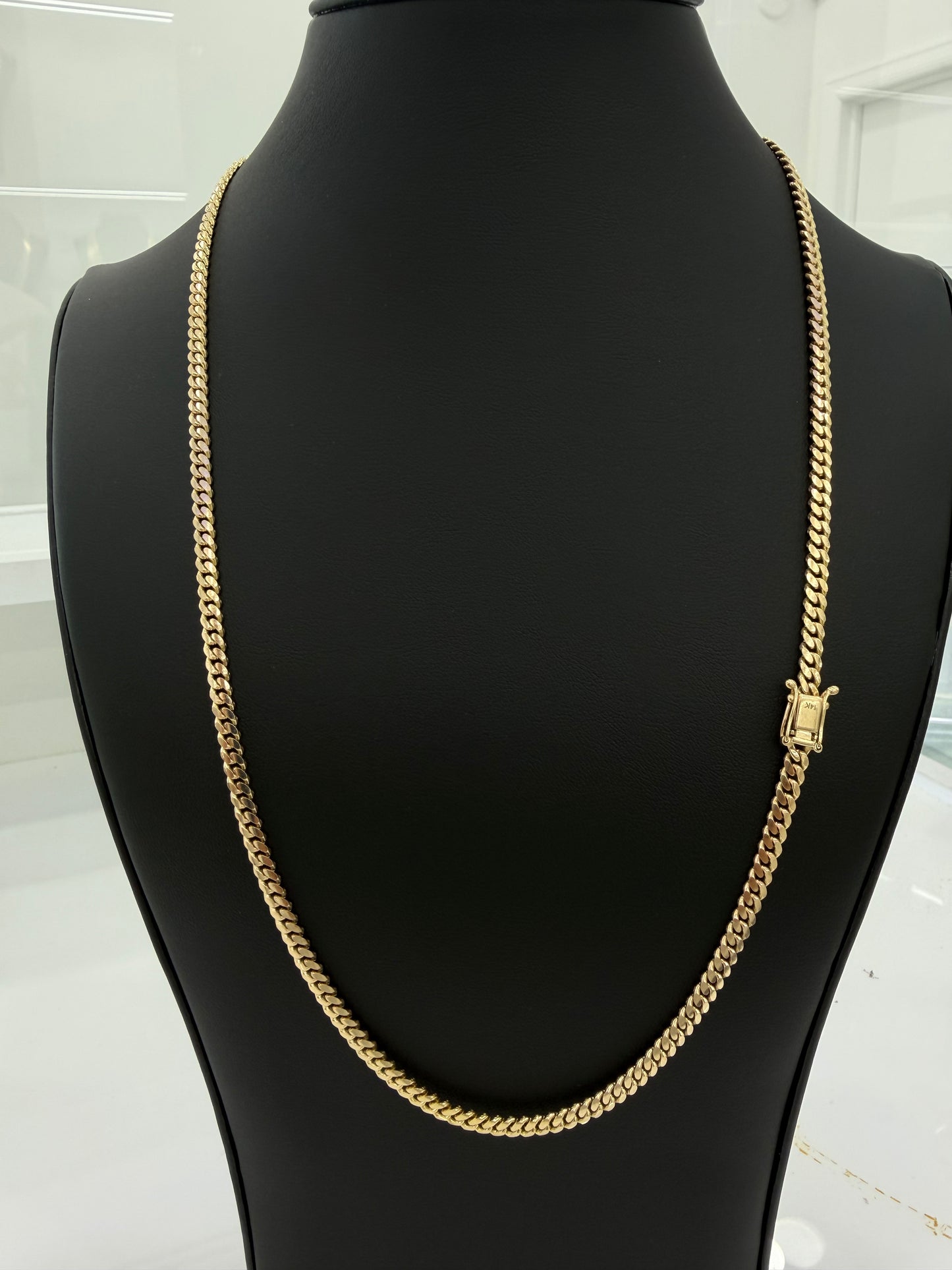 Miami Cuban link ( Sólid ) 4mm x 24” 14k Gold